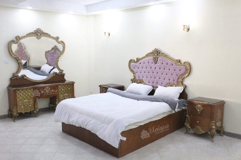 Khalifa Antique Bed Set ( + 2Bed sides and a Dressing mirror )