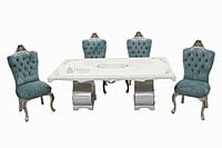 Turquoise White 8 Seater Dining Set