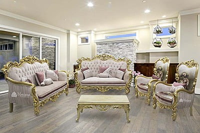 Viserk golden antique 7 seater sofa set plus coffee table