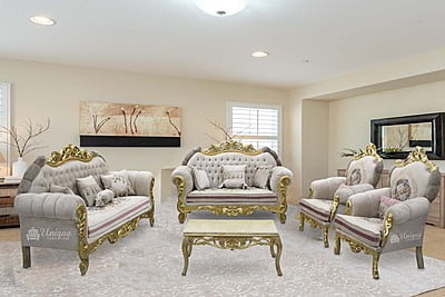 Crown golden 7 sater sofa set plus coffee table