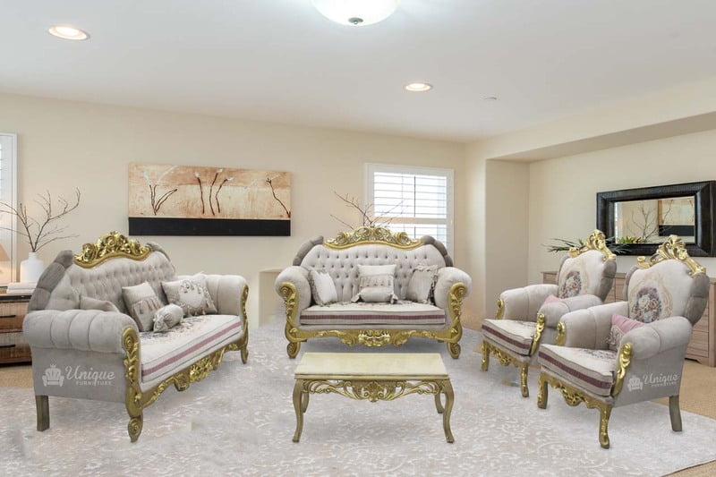 Crown golden 7 sater sofa set plus coffee table